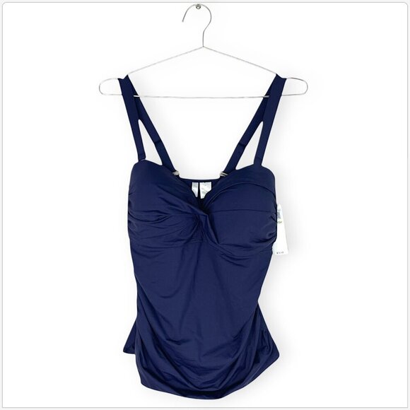Anne Cole Navy Blue Twist Front Tankini Bandini Top NWT New Plus Size 18W - Picture 4 of 6